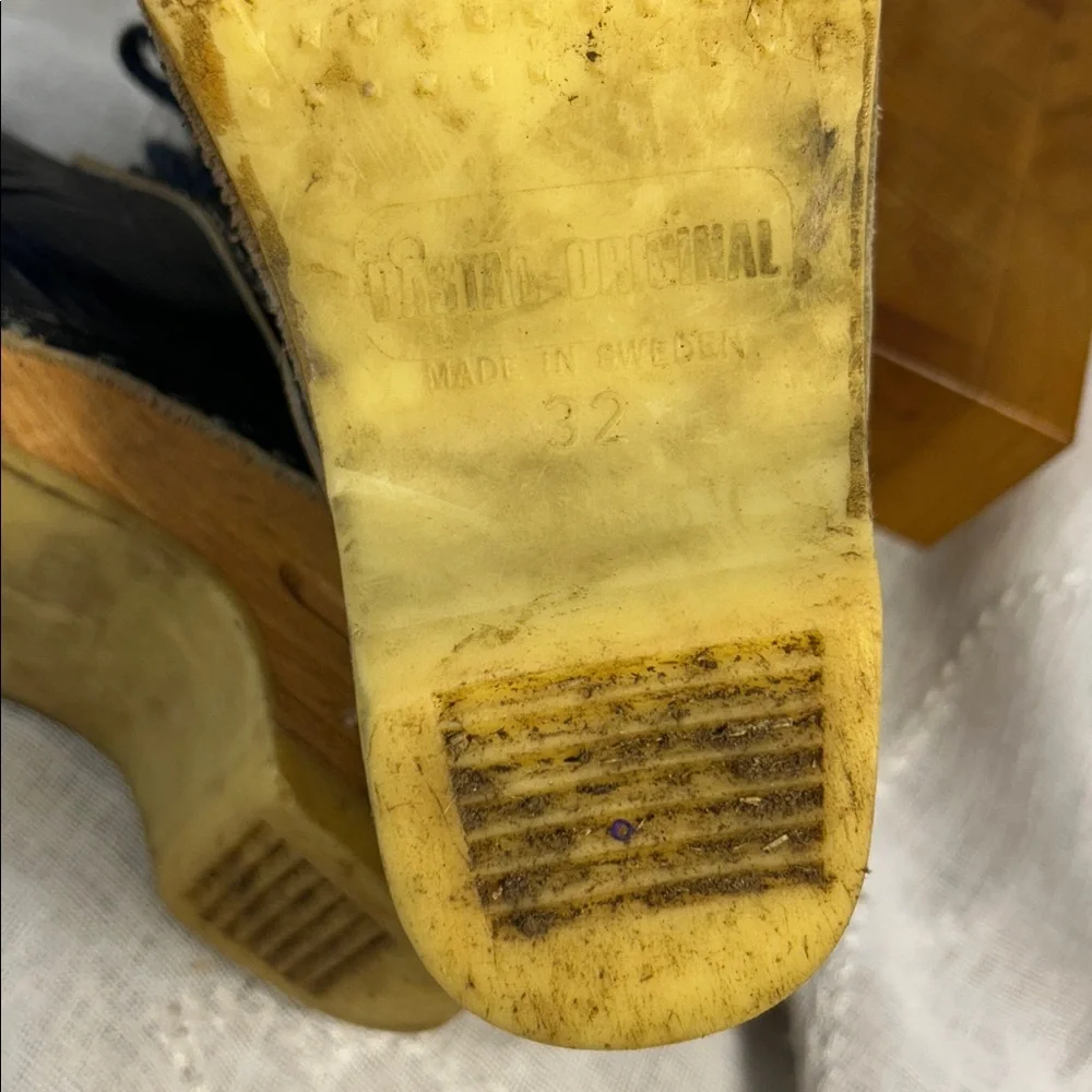 Made in Sweden leather and wood children’s clogs